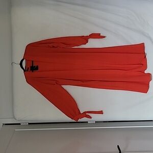 Red coral open kaftan dress one size